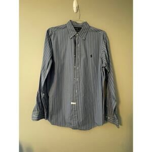 Ralph Lauren Classic Fit Men’s Shirt L 16 – Blue Striped Long Sleeve Oxford